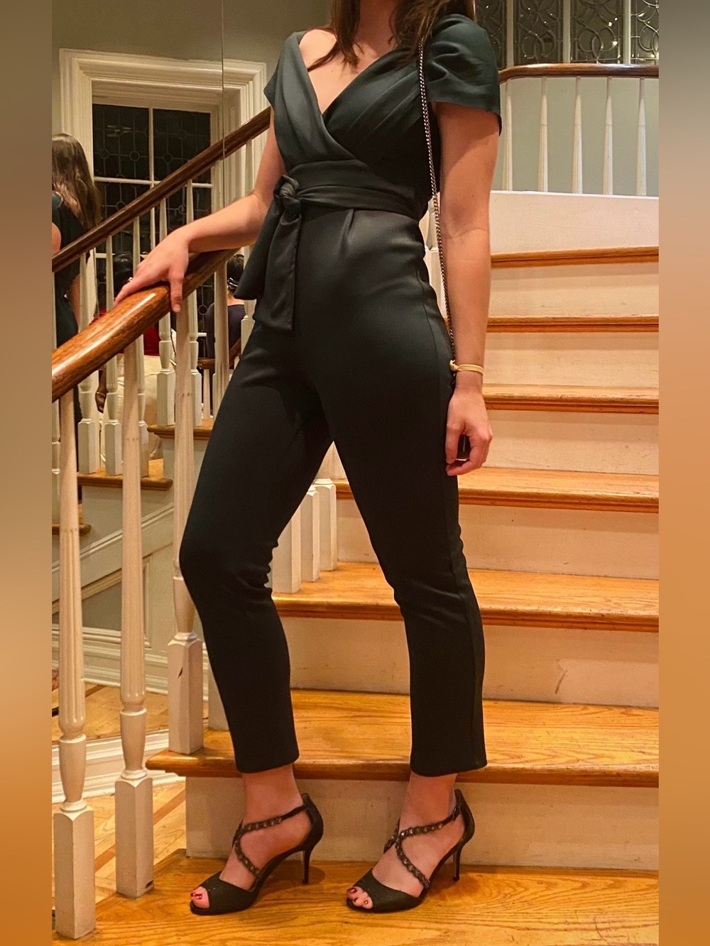 ASOS Forest Green Wrap-Front Jumpsuit with Waist Tie